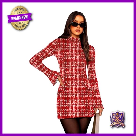 Long Sleeve Mock Neck Bodycon Mini Dress Elegant Party Club Wear Y2K Chic - Picture 2 of 7